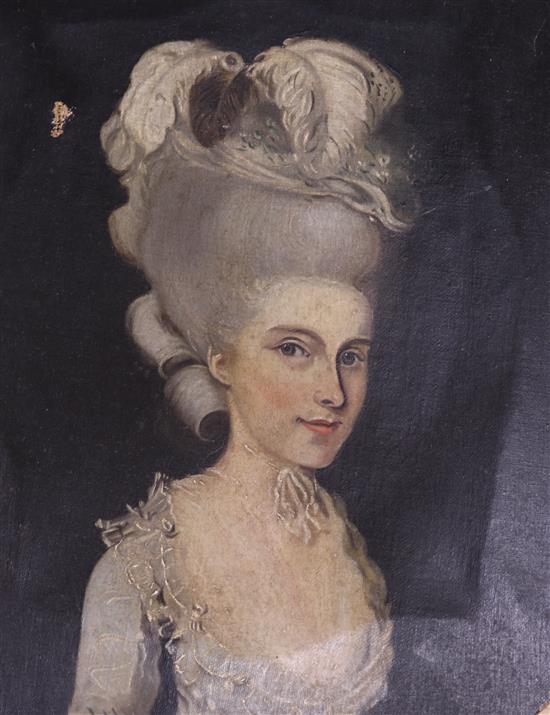 English School c.1800 Portrait of a lady 35 x 30cm, unframed